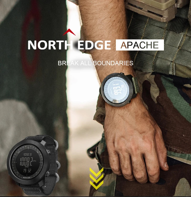 NORTH EDGE – montre numérique de sport pour hommes, heures de course, natation, armée militaire, altimètre, baromètre, boussole, étanche 50m