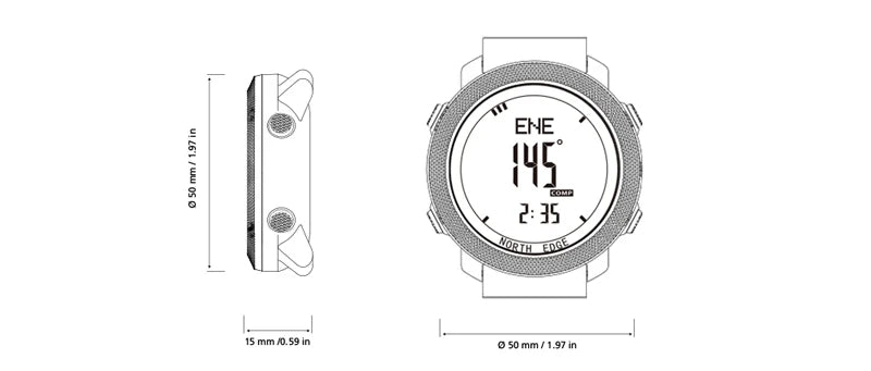 NORTH EDGE – montre numérique de sport pour hommes, heures de course, natation, armée militaire, altimètre, baromètre, boussole, étanche 50m