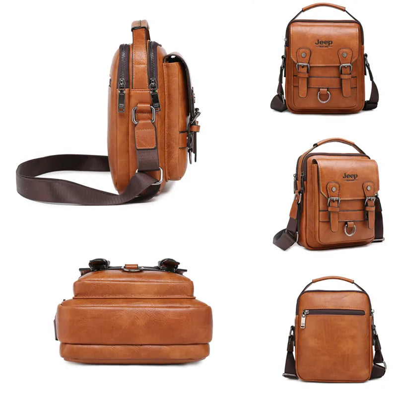 JEEP BULUO multi-fonction affaires sacs à main hommes nouveau homme sac à bandoulière grande capacité en cuir sac de messager bandoulière grande marque