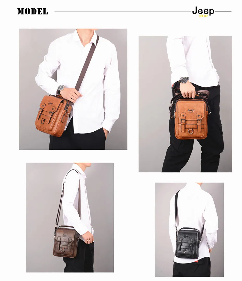 JEEP BULUO multi-fonction affaires sacs à main hommes nouveau homme sac à bandoulière grande capacité en cuir sac de messager bandoulière grande marque