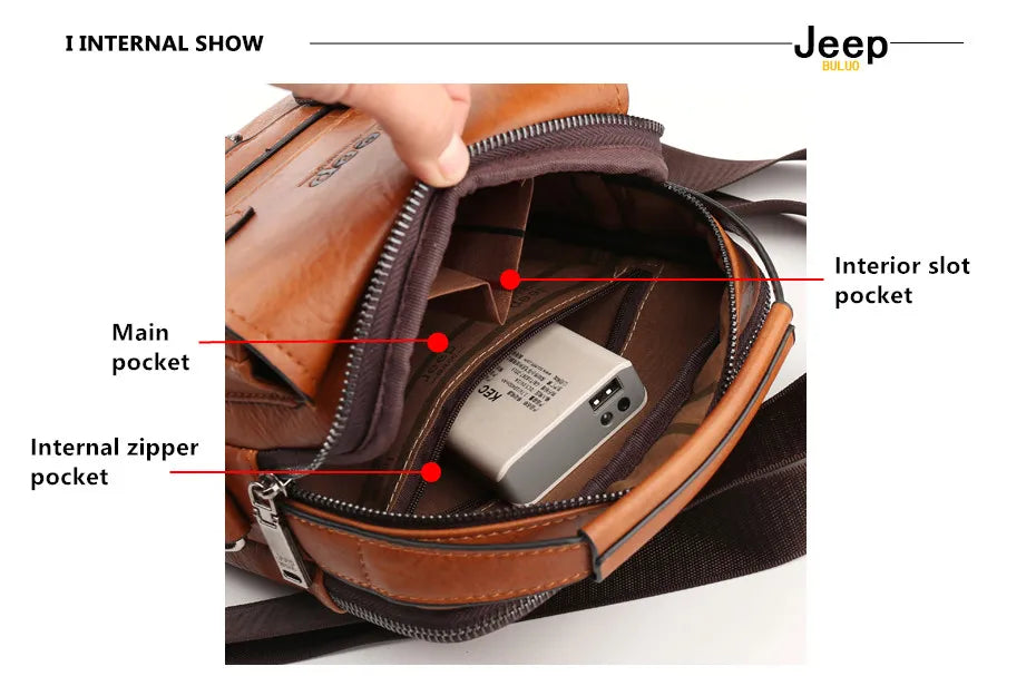 JEEP BULUO multi-fonction affaires sacs à main hommes nouveau homme sac à bandoulière grande capacité en cuir sac de messager bandoulière grande marque
