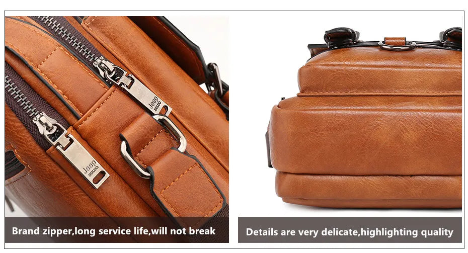 JEEP BULUO multi-fonction affaires sacs à main hommes nouveau homme sac à bandoulière grande capacité en cuir sac de messager bandoulière grande marque