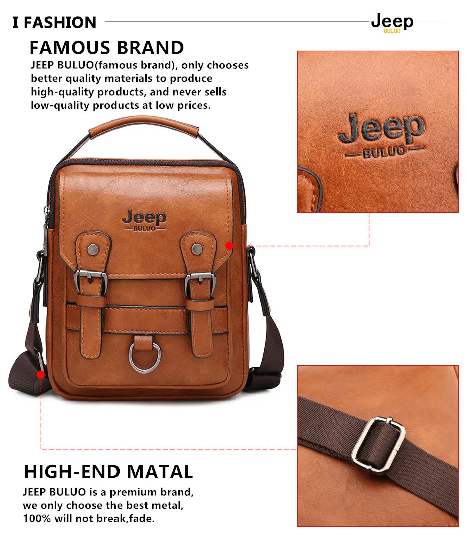 JEEP BULUO multi-fonction affaires sacs à main hommes nouveau homme sac à bandoulière grande capacité en cuir sac de messager bandoulière grande marque