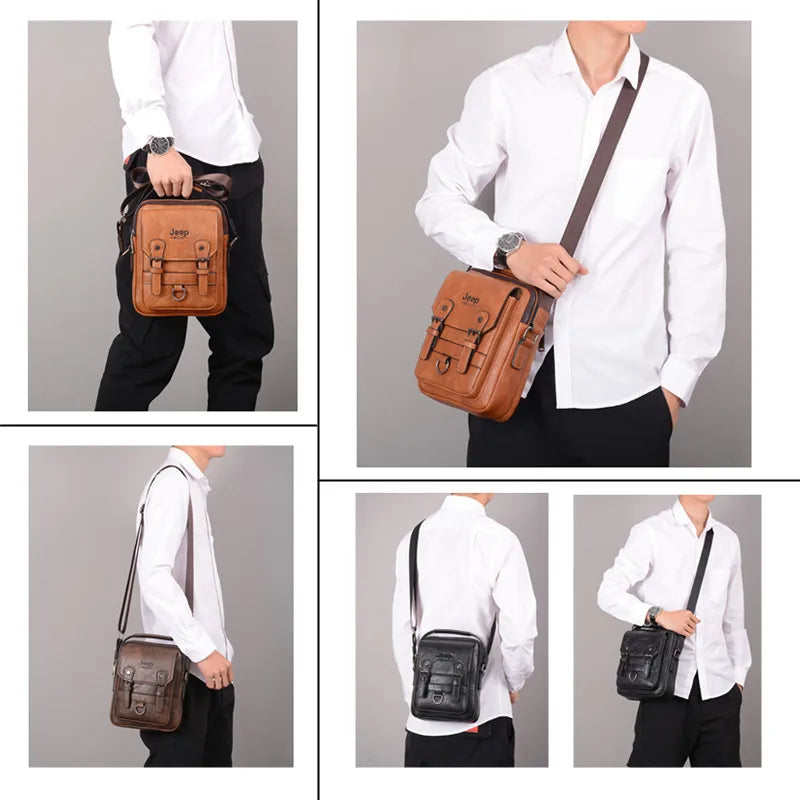 JEEP BULUO multi-fonction affaires sacs à main hommes nouveau homme sac à bandoulière grande capacité en cuir sac de messager bandoulière grande marque