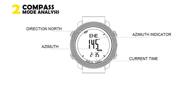 NORTH EDGE – montre numérique de sport pour hommes, heures de course, natation, armée militaire, altimètre, baromètre, boussole, étanche 50m