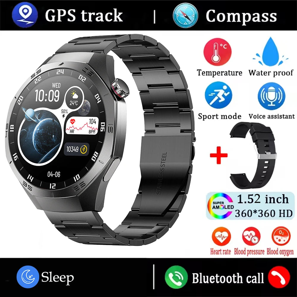 2025New pour Android et ios montre intelligente hommes AMOLED écran GPS surface de mouvement fréquence cardiaque Bluetooth appels SmartWatch étanche