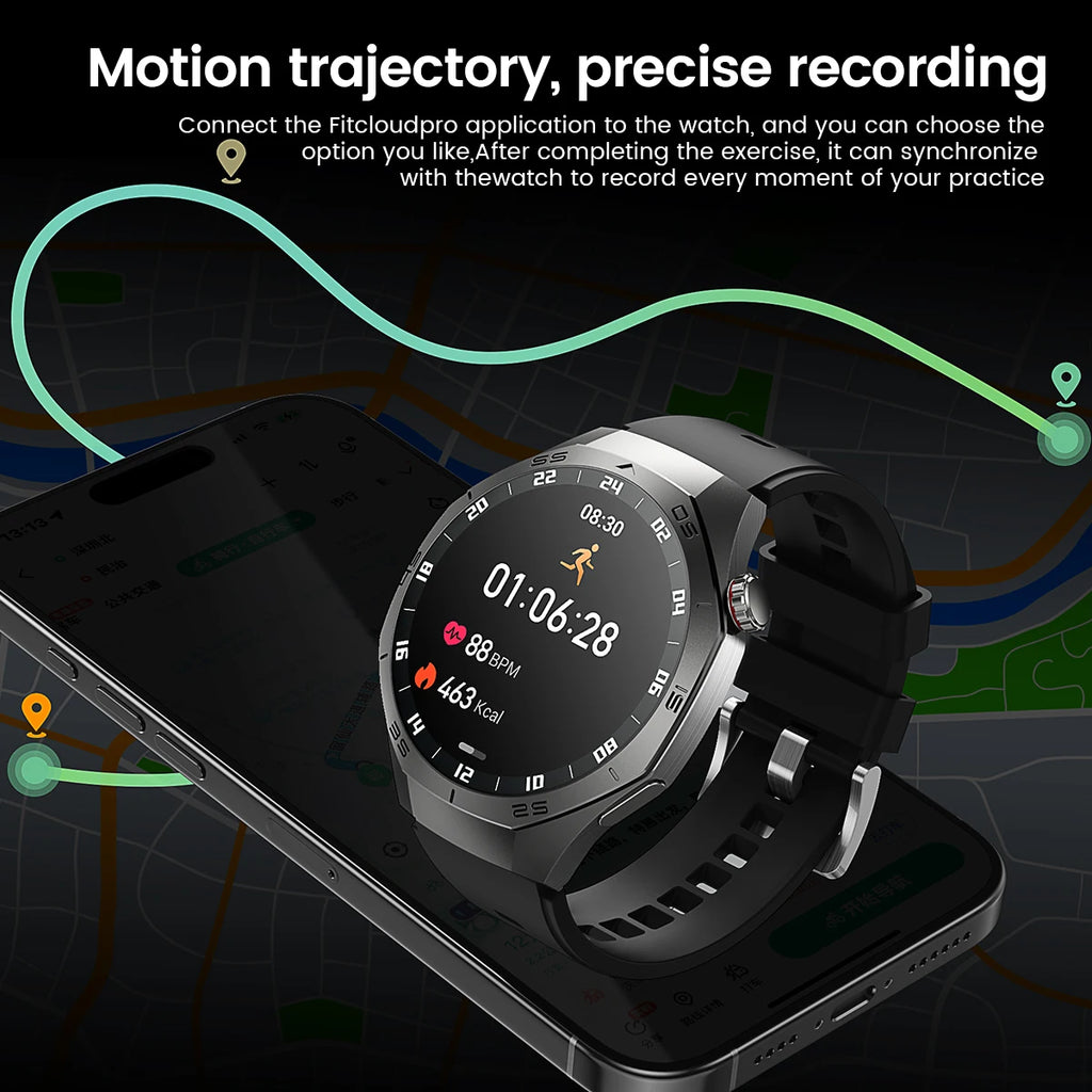 2025New pour Android et ios montre intelligente hommes AMOLED écran GPS surface de mouvement fréquence cardiaque Bluetooth appels SmartWatch étanche