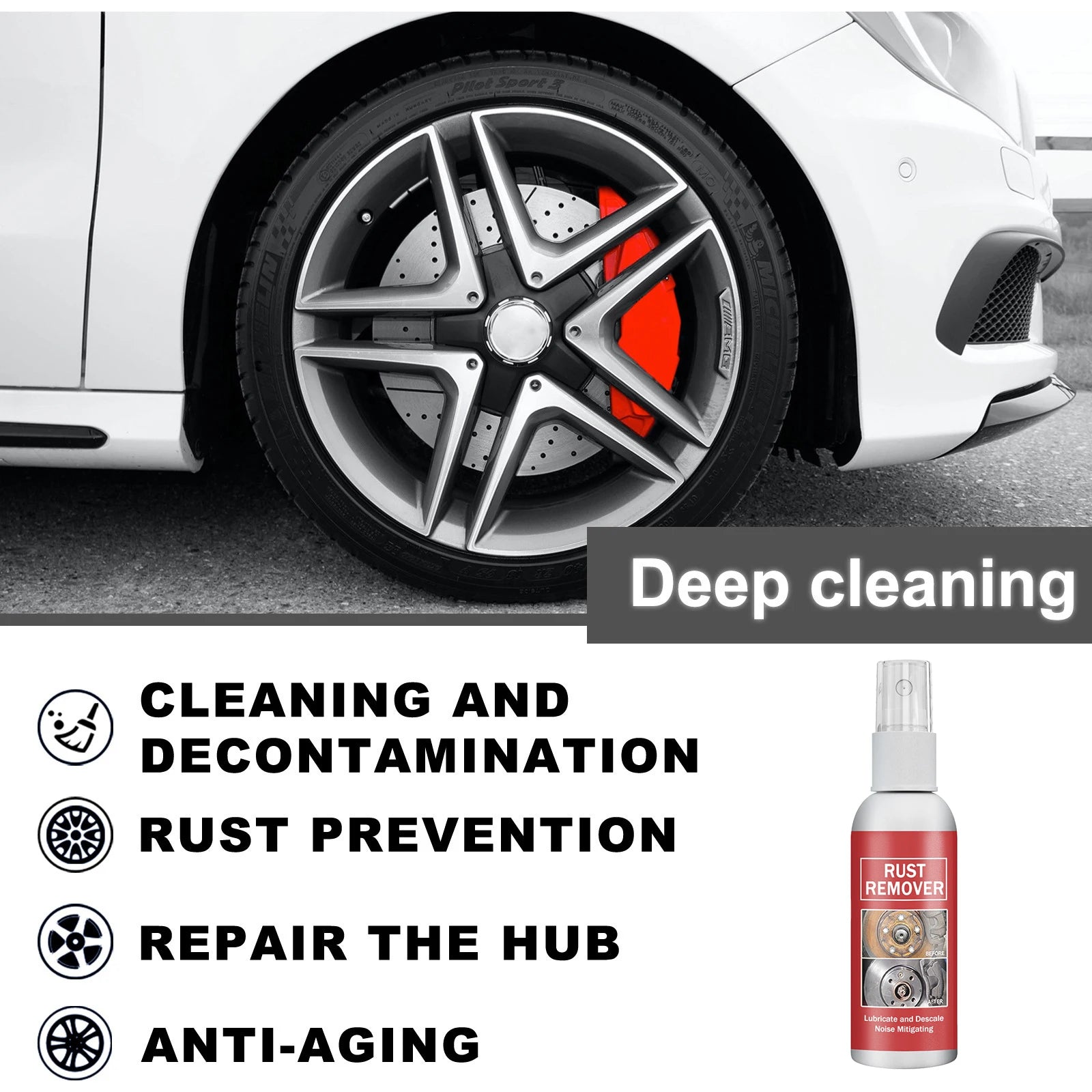 Dissolvant de rouille de voiture rapide, tuyau d'échappement automatique, Spray de dérouillage, propre métal fer, Agent d'élimination des taches, soins du moyeu de roue de voiture
