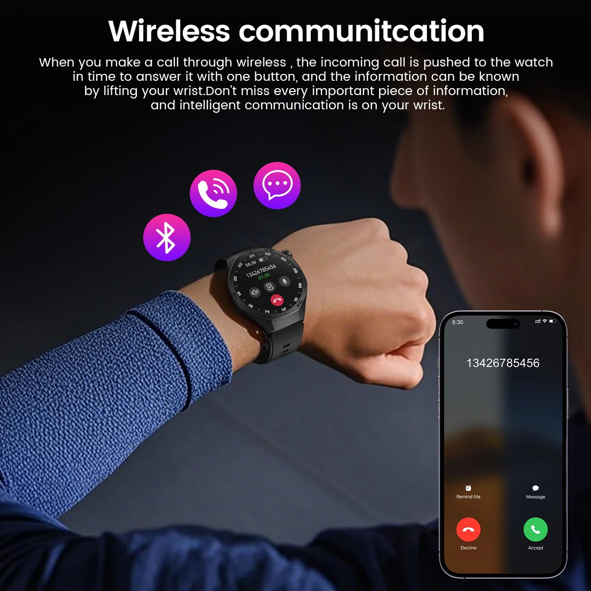 2025New pour Android et ios montre intelligente hommes AMOLED écran GPS surface de mouvement fréquence cardiaque Bluetooth appels SmartWatch étanche