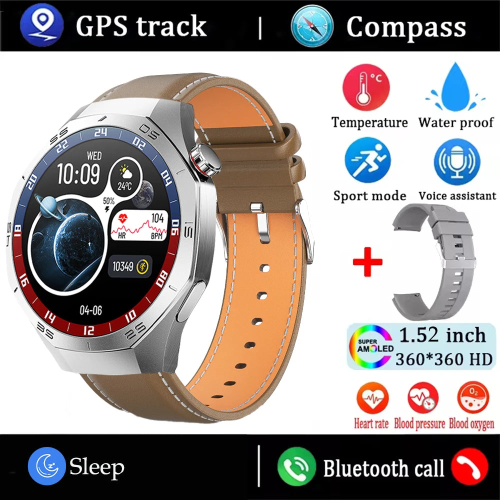 2025New pour Android et ios montre intelligente hommes AMOLED écran GPS surface de mouvement fréquence cardiaque Bluetooth appels SmartWatch étanche