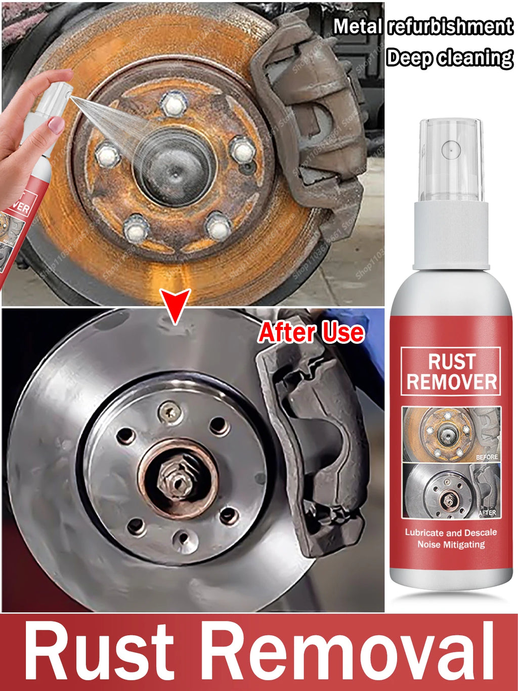 Dissolvant de rouille de voiture rapide, tuyau d'échappement automatique, Spray de dérouillage, propre métal fer, Agent d'élimination des taches, soins du moyeu de roue de voiture