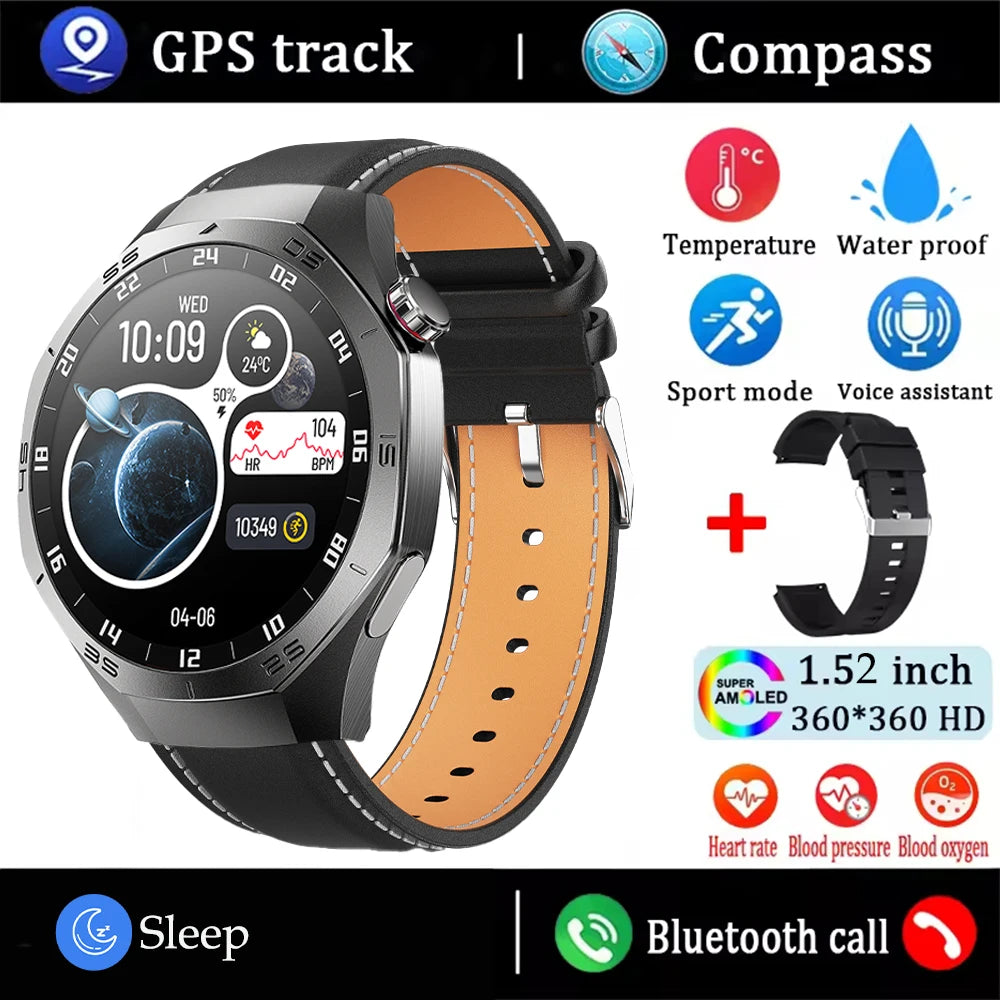 2025New pour Android et ios montre intelligente hommes AMOLED écran GPS surface de mouvement fréquence cardiaque Bluetooth appels SmartWatch étanche
