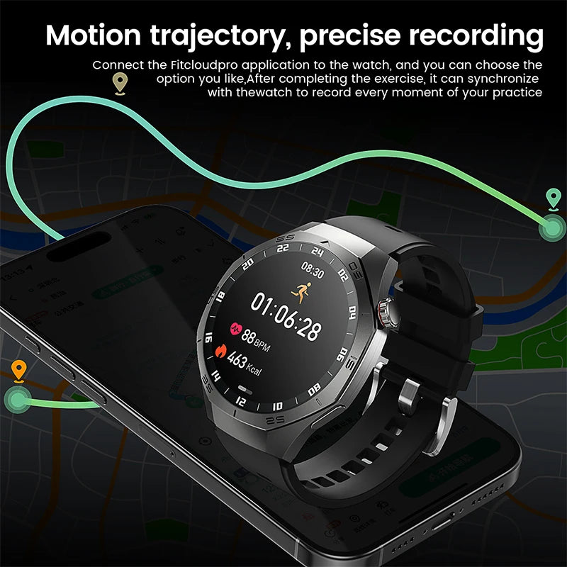2025New pour Android et ios montre intelligente hommes AMOLED écran GPS surface de mouvement fréquence cardiaque Bluetooth appels SmartWatch étanche