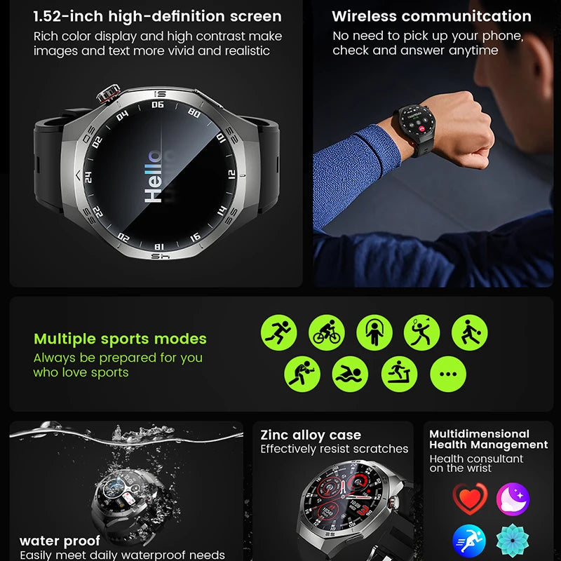 2025New pour Android et ios montre intelligente hommes AMOLED écran GPS surface de mouvement fréquence cardiaque Bluetooth appels SmartWatch étanche