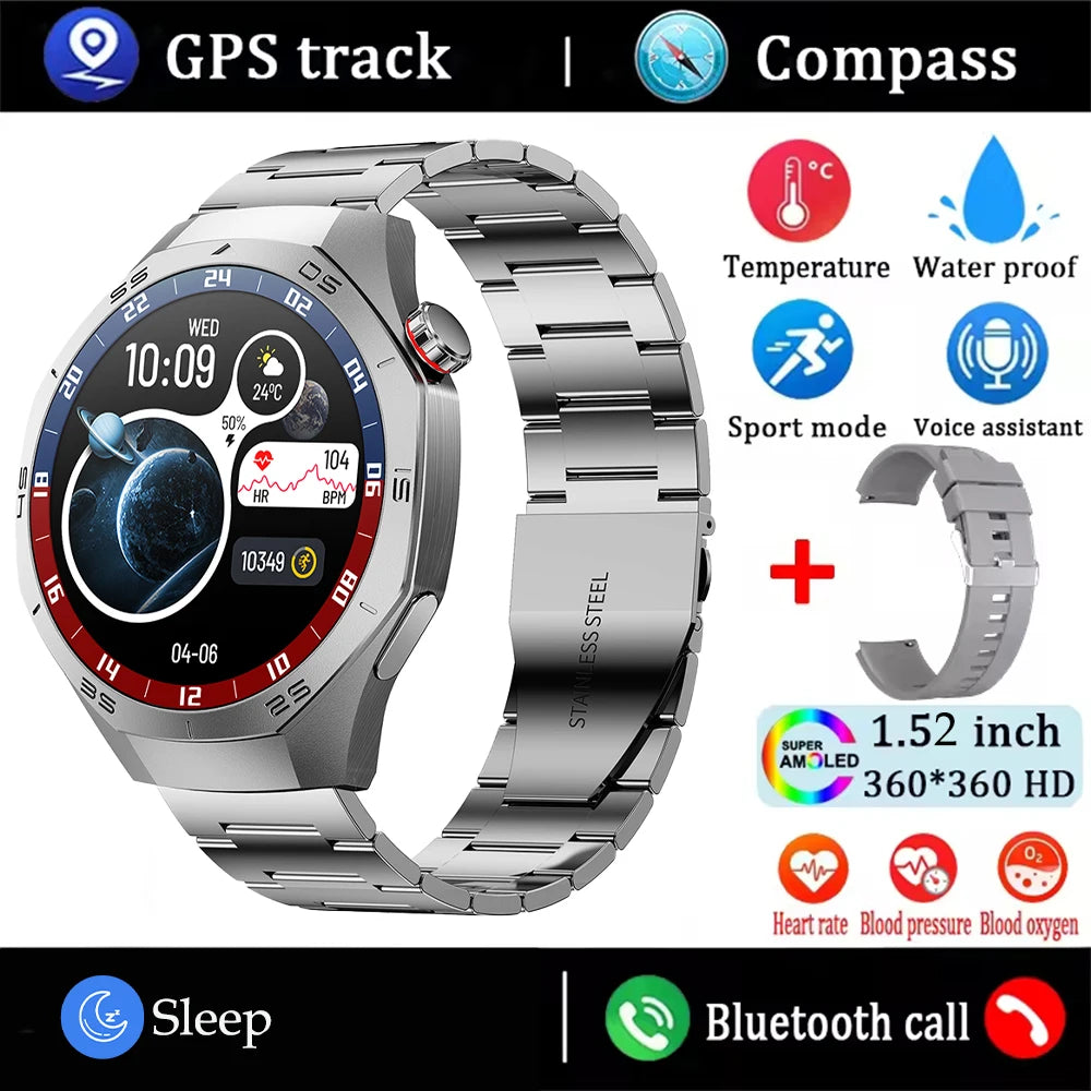 2025New pour Android et ios montre intelligente hommes AMOLED écran GPS surface de mouvement fréquence cardiaque Bluetooth appels SmartWatch étanche