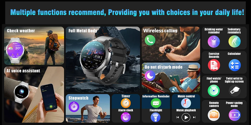 2025New pour Android et ios montre intelligente hommes AMOLED écran GPS surface de mouvement fréquence cardiaque Bluetooth appels SmartWatch étanche