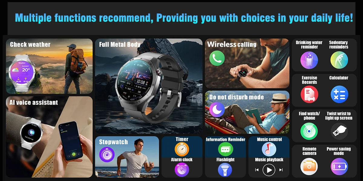 2025New pour Android et ios montre intelligente hommes AMOLED écran GPS surface de mouvement fréquence cardiaque Bluetooth appels SmartWatch étanche