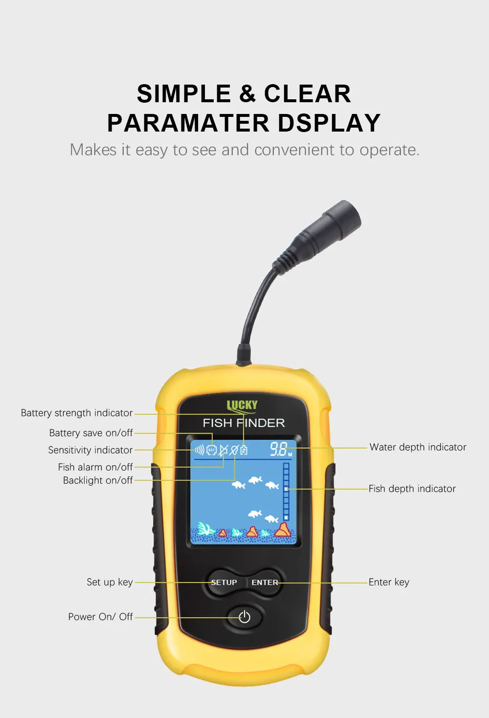 Livraison Gratuite! FFC1108-1 Vente Chaude Alarme 100 M Portable Sonar LCD Détecteurs de Poissons leurre De Pêche Sondeur De Pêche Finder
