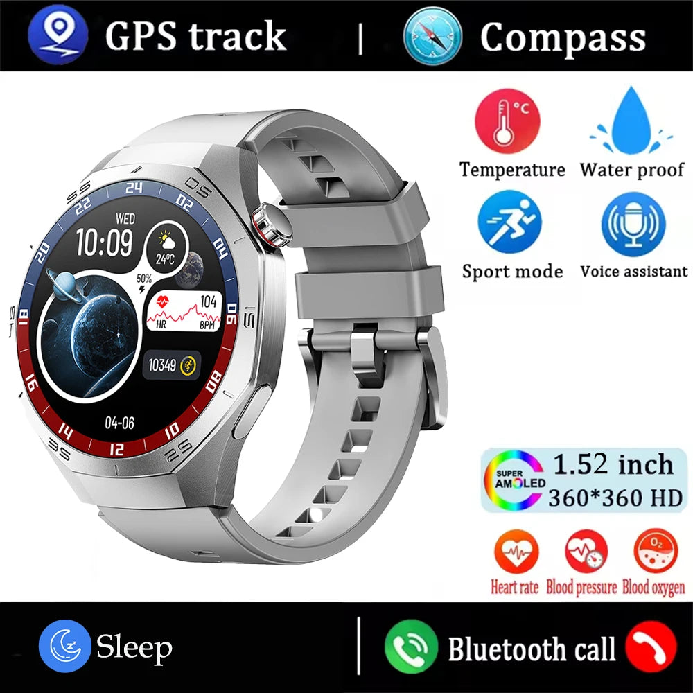 2025New pour Android et ios montre intelligente hommes AMOLED écran GPS surface de mouvement fréquence cardiaque Bluetooth appels SmartWatch étanche