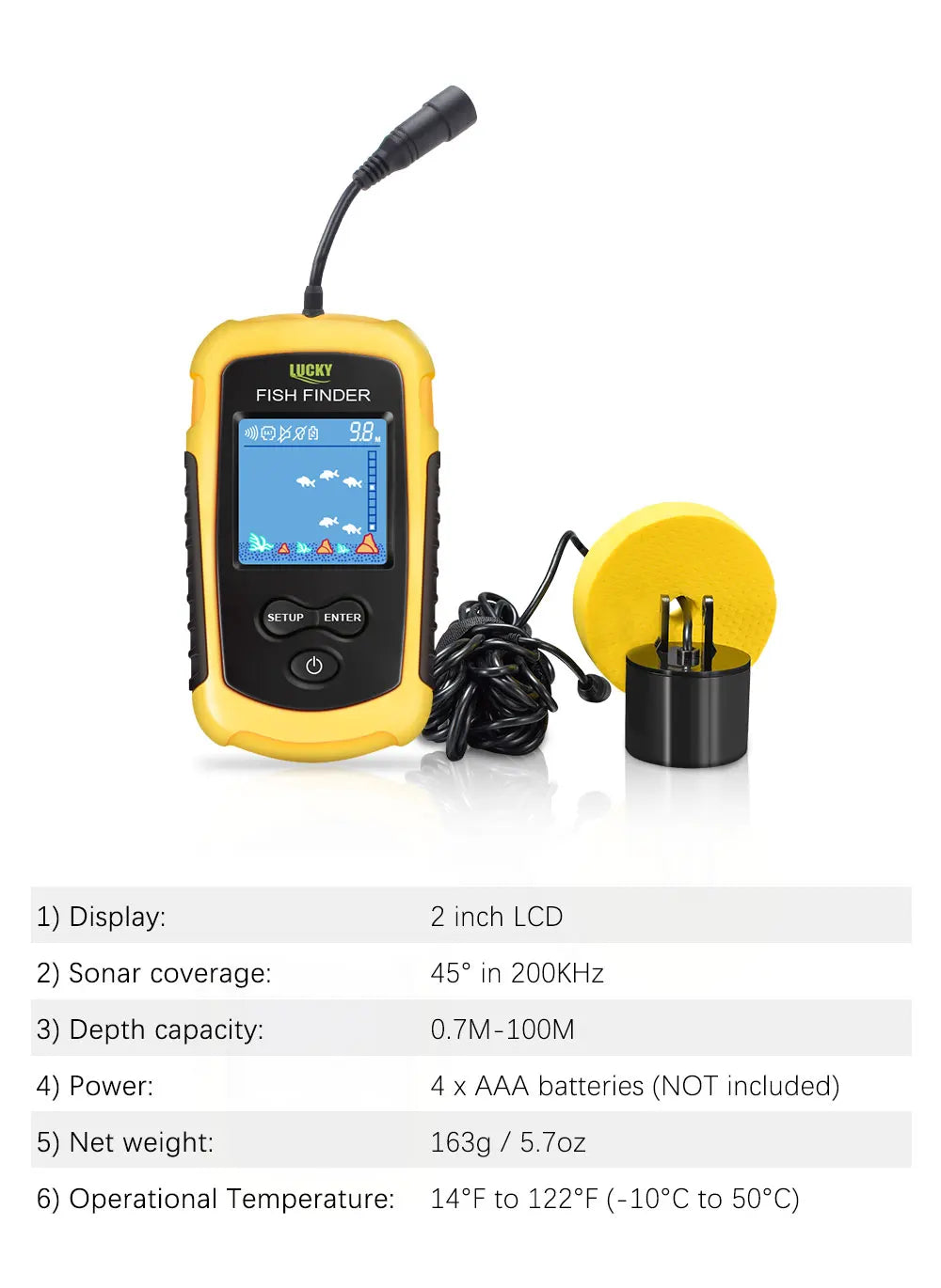 Livraison Gratuite! FFC1108-1 Vente Chaude Alarme 100 M Portable Sonar LCD Détecteurs de Poissons leurre De Pêche Sondeur De Pêche Finder