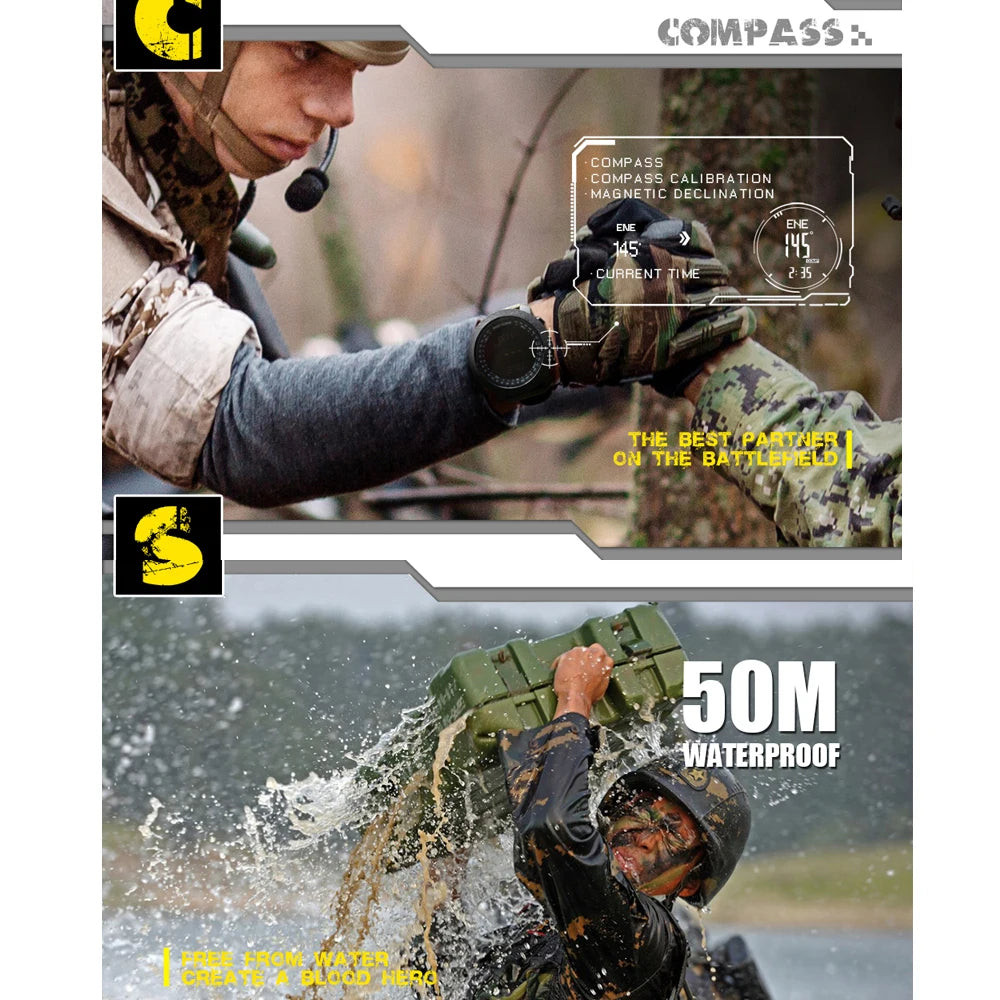 NORTH EDGE – montre numérique de sport pour hommes, heures de course, natation, armée militaire, altimètre, baromètre, boussole, étanche 50m