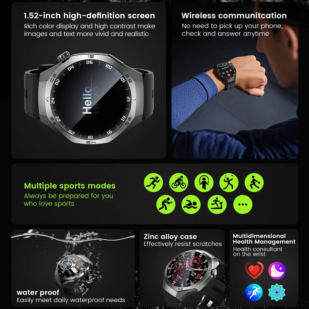 2025New pour Android et ios montre intelligente hommes AMOLED écran GPS surface de mouvement fréquence cardiaque Bluetooth appels SmartWatch étanche
